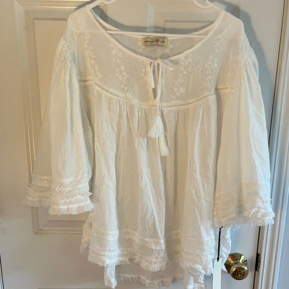 Penelope Rose Tops - NWT Penelope Rose White Crinkle Gauze Long Sleeve Top, 3X